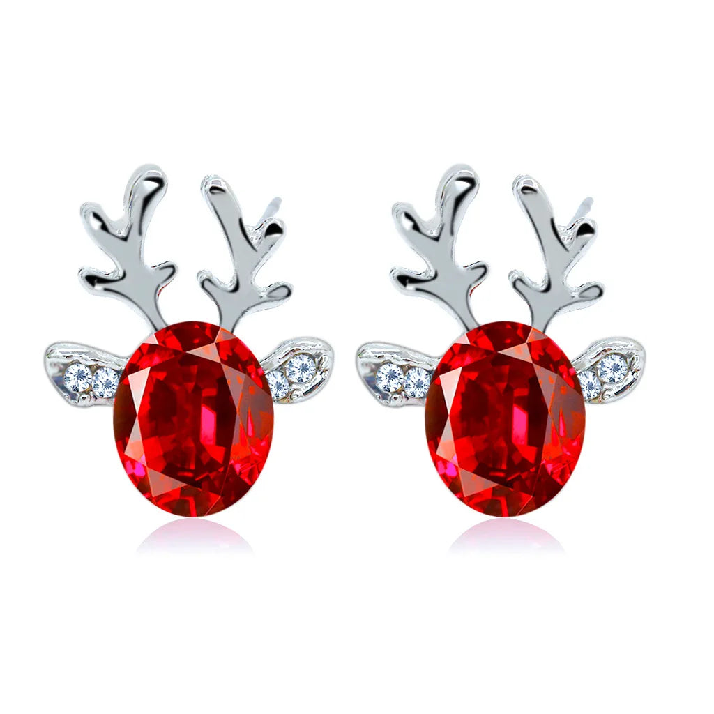 Pendientes De Cristal Con Forma De Reno Festivo