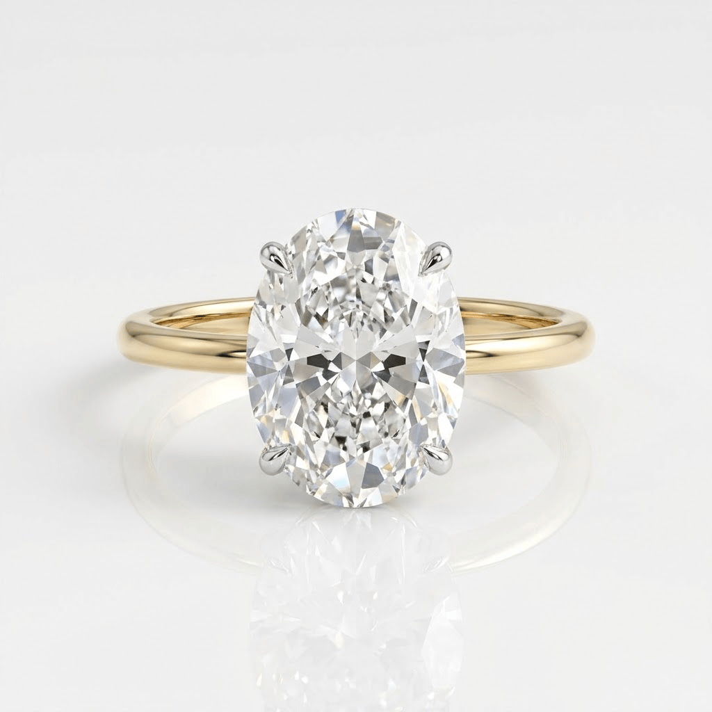 ANILLO SOLITARIO DE DIAMANTE OVALADO