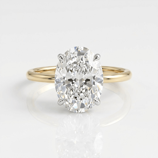 ANILLO SOLITARIO DE DIAMANTE OVALADO