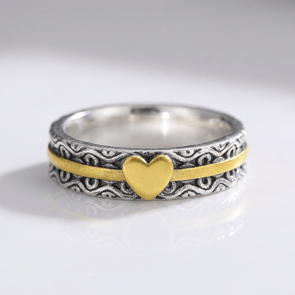 ANILLO DE ORO CON FORMA DE CORAZÓN HECHO A MANO