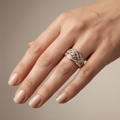 ANILLO VINTAGE DE DOS TONOS DE PLATA Y ORO ROSA