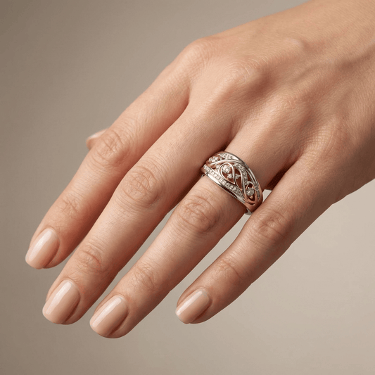 ANILLO VINTAGE DE DOS TONOS DE PLATA Y ORO ROSA