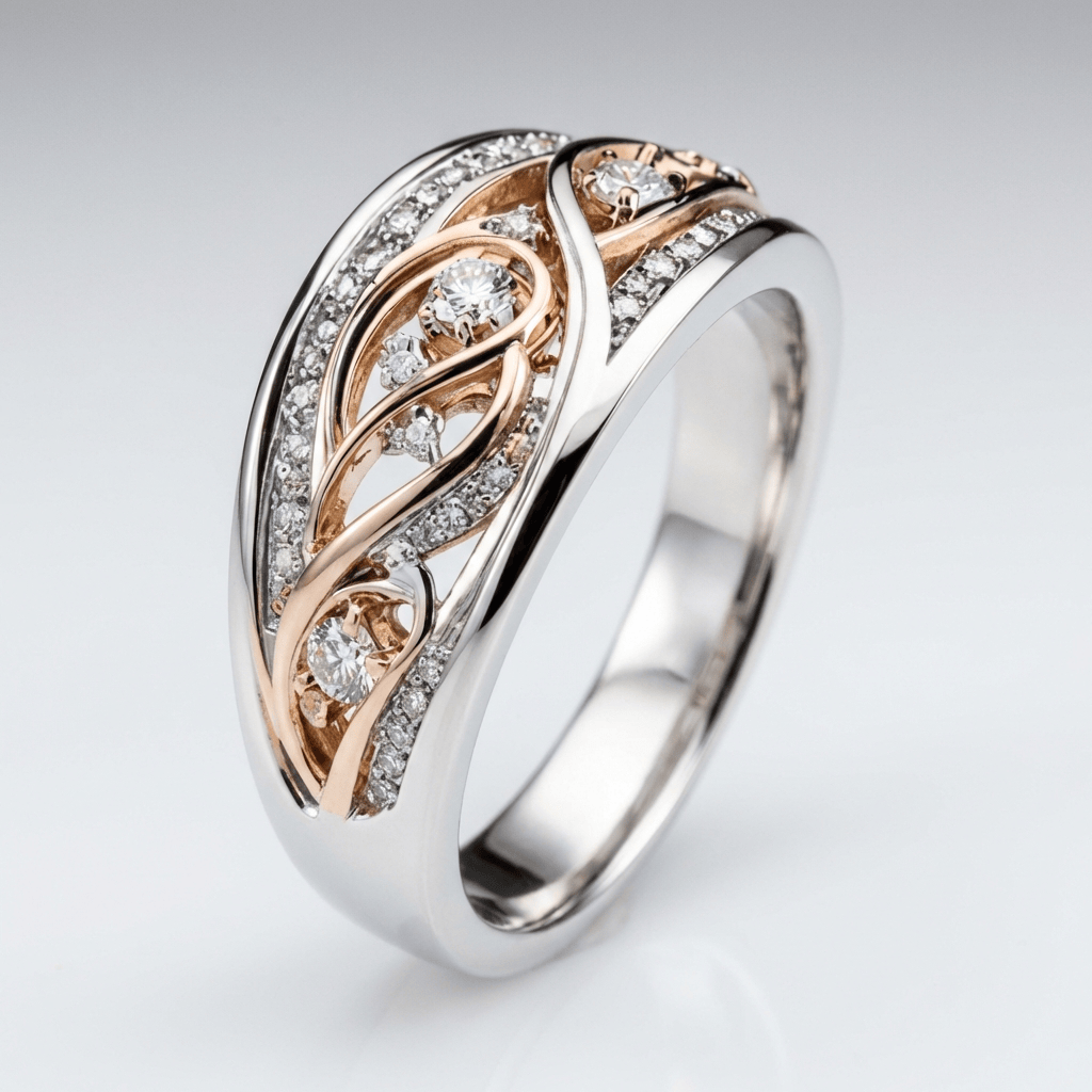 ANILLO VINTAGE DE DOS TONOS DE PLATA Y ORO ROSA