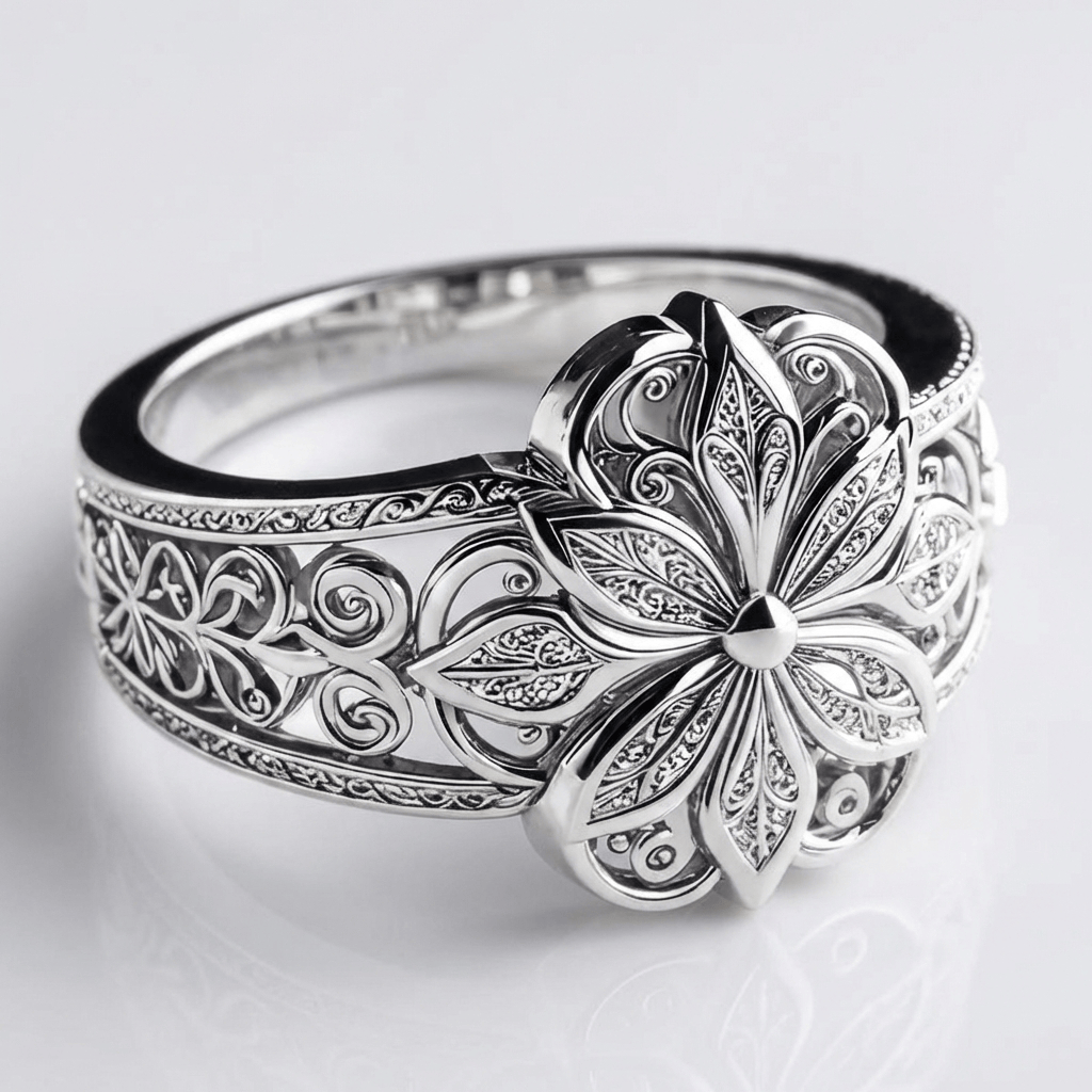 ANILLO DE PLATA CON FLOR Y CIRCONITA
