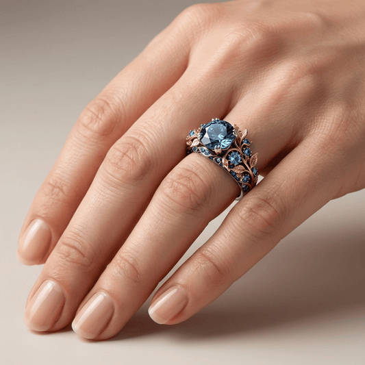 ANILLO VINTAGE DE ORO Y TOPACIO AZUL