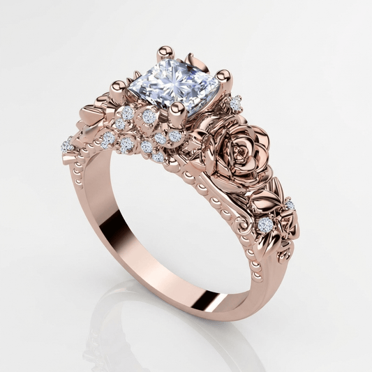ANILLO VINTAGE DE ROSA Y CIRCONITA