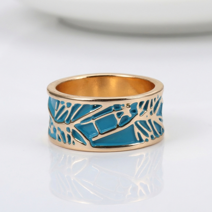 ANILLO MÍSTICO DE ORO ROSA Y TURQUESA