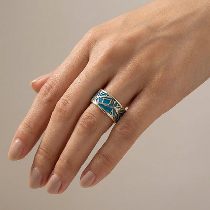 ANILLO MÍSTICO DE ORO ROSA Y TURQUESA