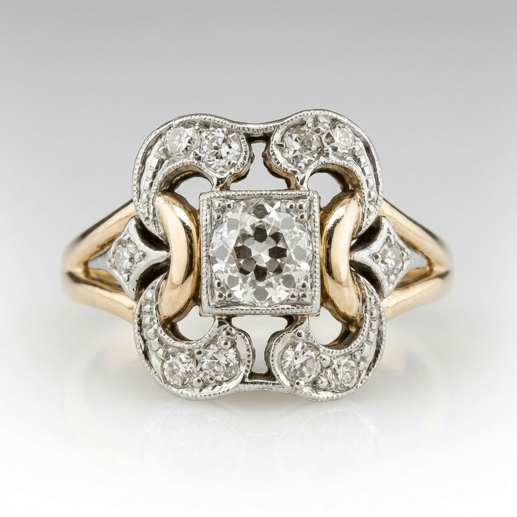 ANILLO ESCULTURAL RETRO DE DIAMANTES