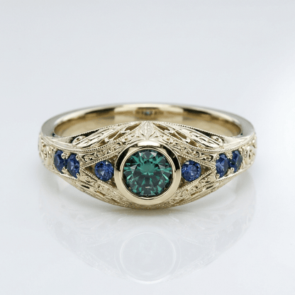 ANILLO VINTAGE DE ORO, ÓPALO Y ZAFIRO