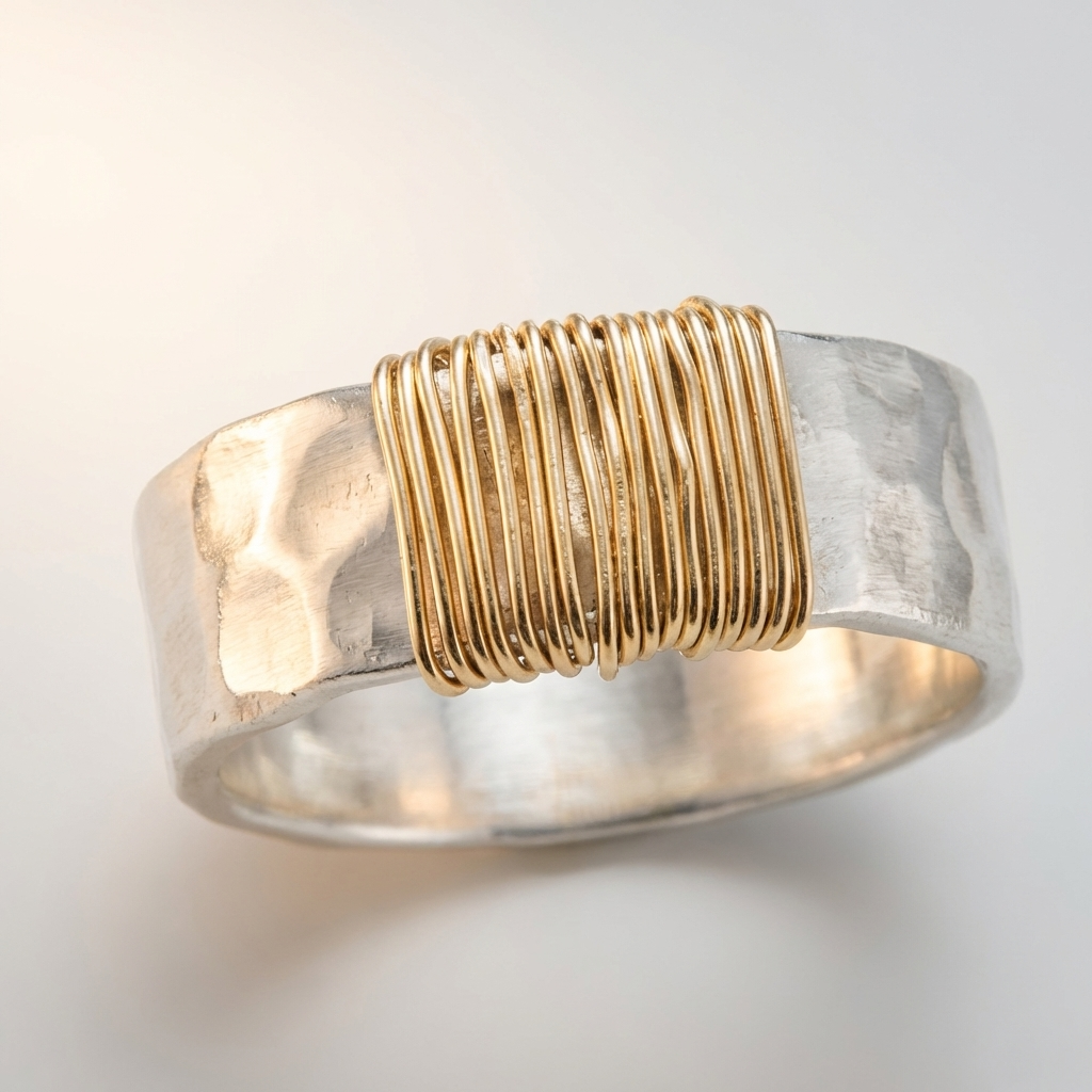 ANILLO DE PLATA Y BOBINA HECHO A MANO