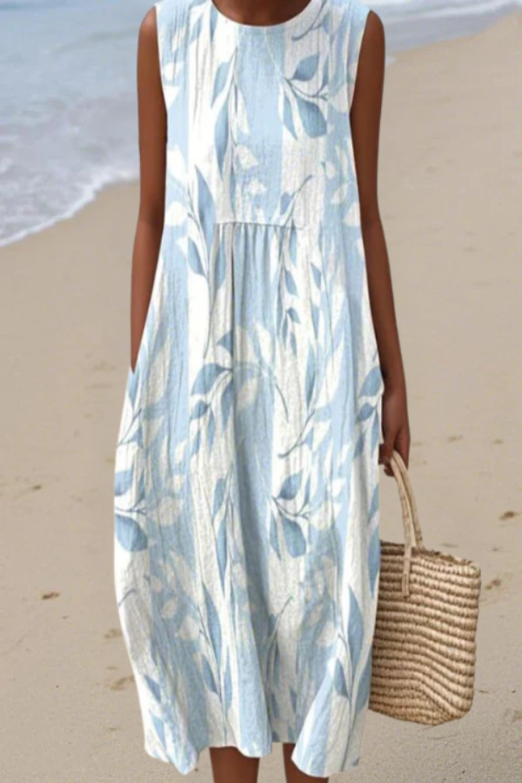 Vestido Estampado con Hojas