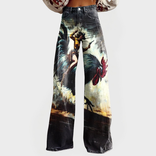 Jeans cómodos con estampado gráfico
