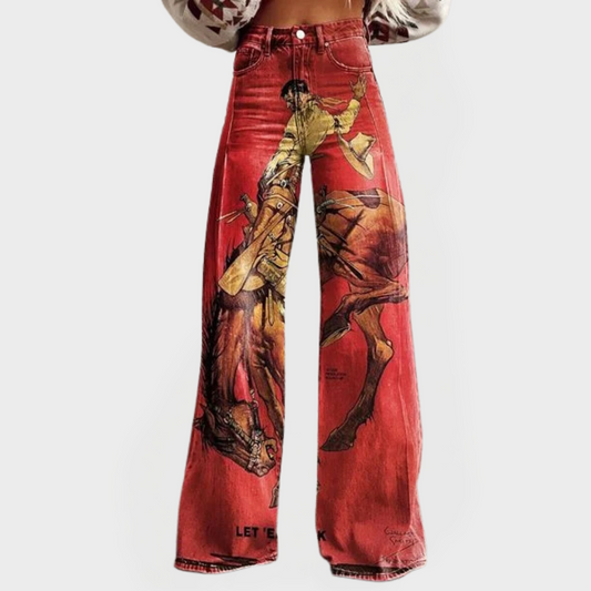 Pantalones de mezclilla elegantes para el día a día con corte ancho
