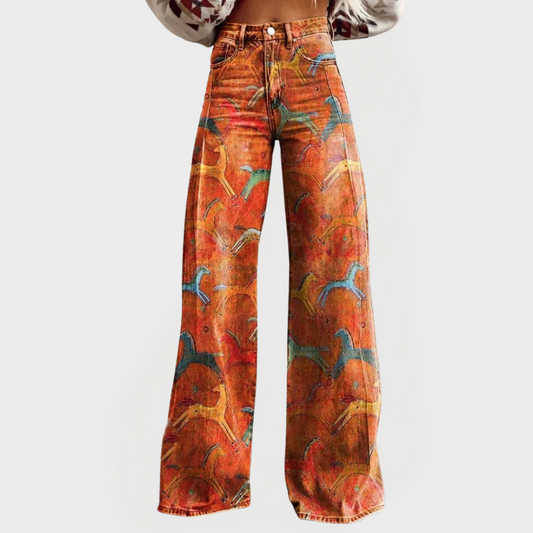 Pantalones de mezclilla de cintura alta y pierna ancha para el día a día