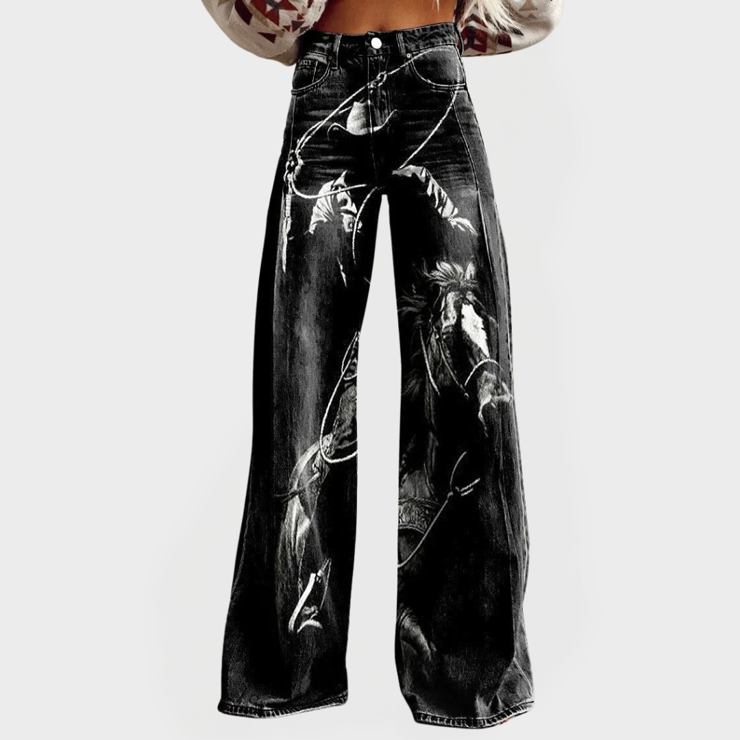 Pantalones de mezclilla elegantes y cómodos con estampado