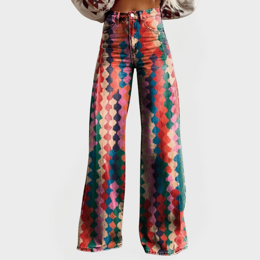 Pantalones de Mezclilla de colores con corte ancho para un look moderno