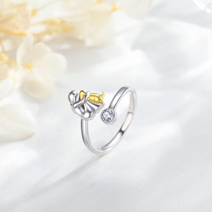 Anillo Con Tu Mascota de Plata de Ley 925 con Circonita – Ajustable y Hecho a Mano