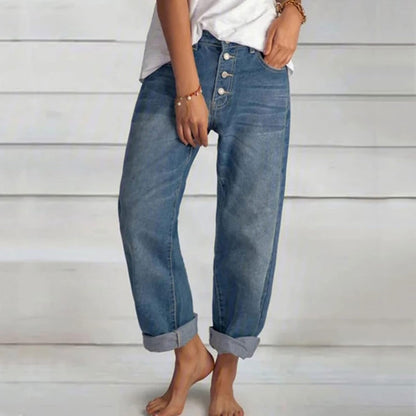 Tessa - High-Waisted Buttoned Jeans