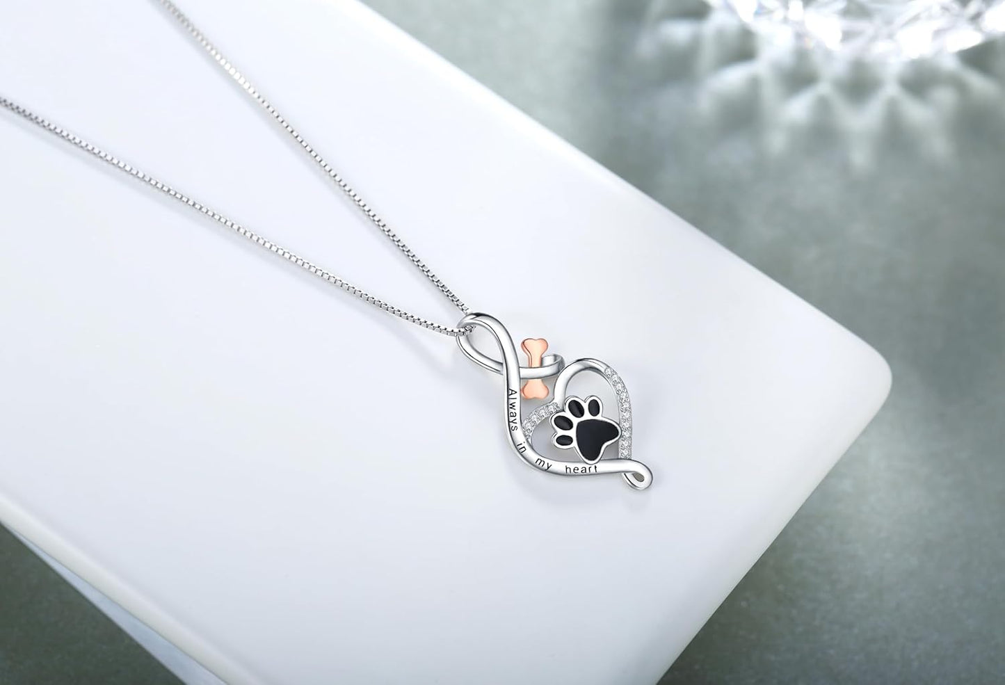 Collar Corazón, Hueso e Infinito – Colgante “Siempre en mi corazón”