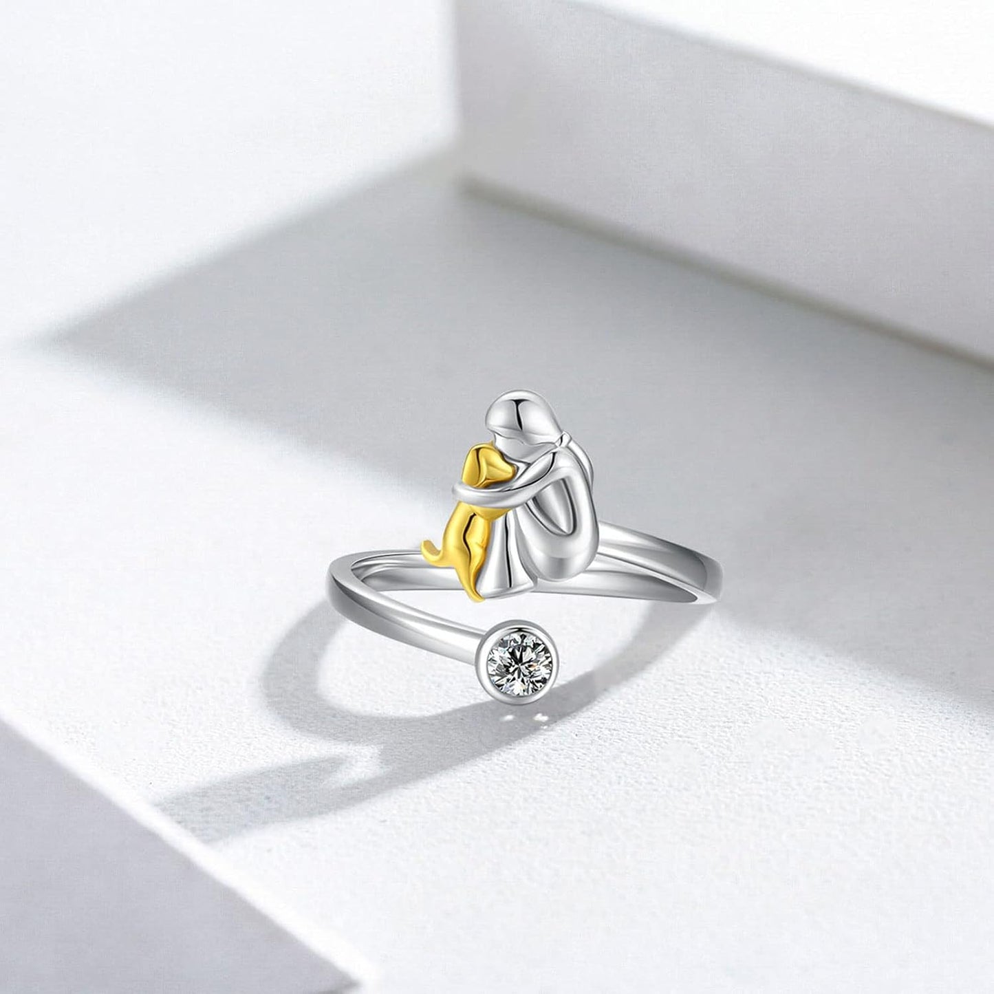 Anillo Con Tu Mascota de Plata de Ley 925 con Circonita – Ajustable y Hecho a Mano