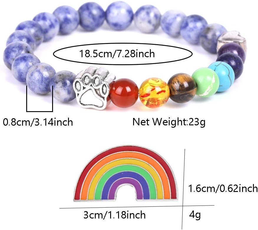 Pulsera conmemorativa Puente Arcoíris – Regalo de cuentas de 7 chakras para recordar a una mascota que ha perdido