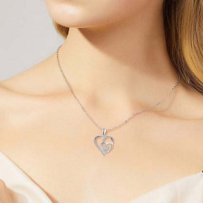 Collar De Plata De Ley Con Huella De Pata Y Corazón Con Circonita