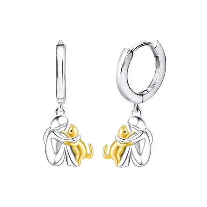 SET Collar con Colgante de Gato Abrazando y Pendientes de Regalo – Oferta por Tiempo Limitado