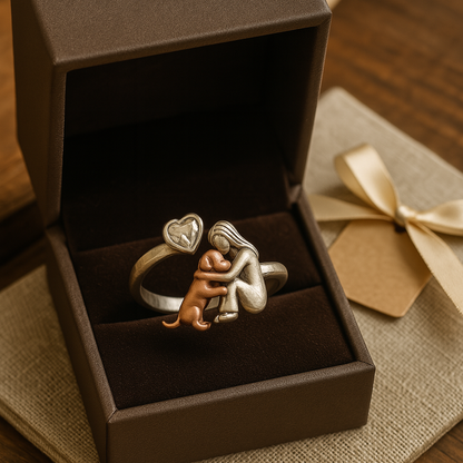 Anillo De Perro De Plata De Ley 925 Hecho A Mano Con Circonita En Forma De Corazón – Ajuste Ajustable