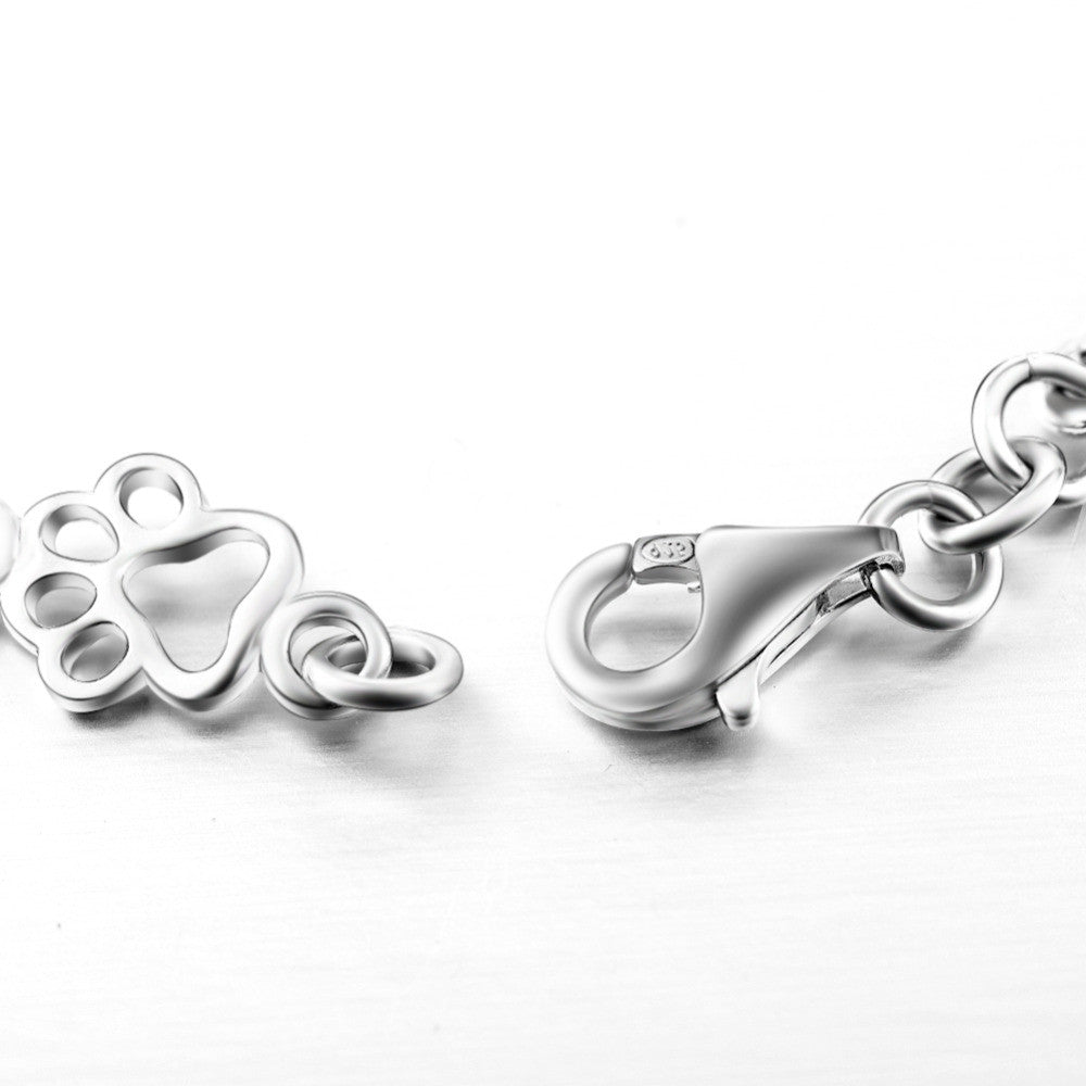 Pulsera de Edición Limitada De Huellas de Perro y Hueso de Plata Pura.