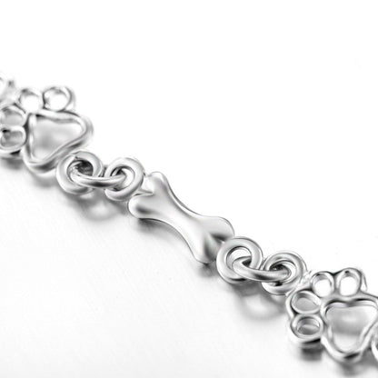 Pulsera de Edición Limitada De Huellas de Perro y Hueso de Plata Pura.