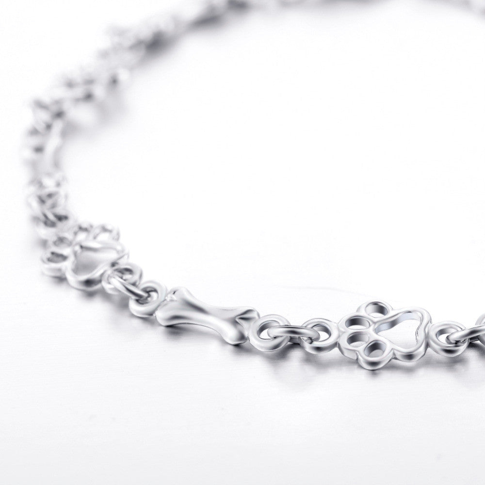 Pulsera de Edición Limitada De Huellas de Perro y Hueso de Plata Pura.