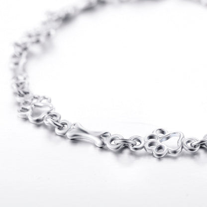Pulsera de Edición Limitada De Huellas de Perro y Hueso de Plata Pura.