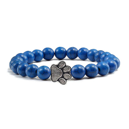 Pulsera Con Forma De Huella De Pata Y Perlas – Diseño De Piedra Natural
