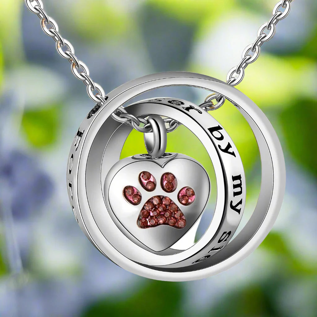 "Ya No Está a Mi Lado, Pero Siempre Estará en mi Corazón" – Collar con Colgante de Pata de urna de Acero Inoxidable.