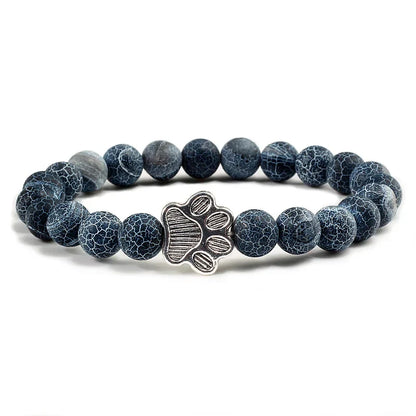 Pulsera Con Forma De Huella De Pata Y Perlas – Diseño De Piedra Natural