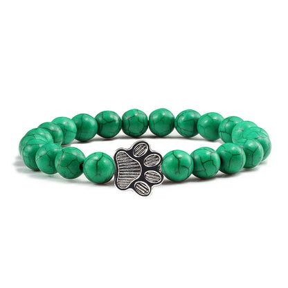 Pulsera Con Forma De Huella De Pata Y Perlas – Diseño De Piedra Natural