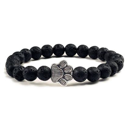 Pulsera Con Forma De Huella De Pata Y Perlas – Diseño De Piedra Natural