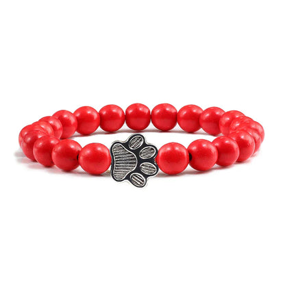 Pulsera Con Forma De Huella De Pata Y Perlas – Diseño De Piedra Natural