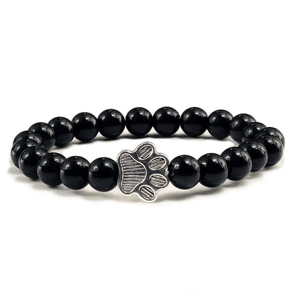 Pulsera Con Forma De Huella De Pata Y Perlas – Diseño De Piedra Natural