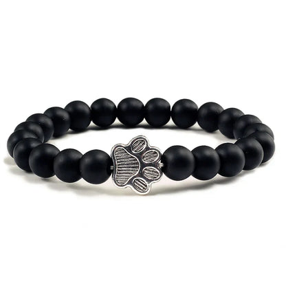 Pulsera Con Forma De Huella De Pata Y Perlas – Diseño De Piedra Natural
