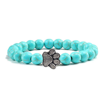 Pulsera Con Forma De Huella De Pata Y Perlas – Diseño De Piedra Natural