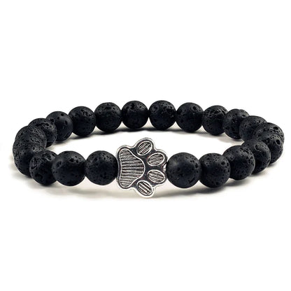 Pulsera Con Forma De Huella De Pata Y Perlas – Diseño De Piedra Natural