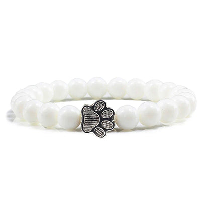 Pulsera Con Forma De Huella De Pata Y Perlas – Diseño De Piedra Natural