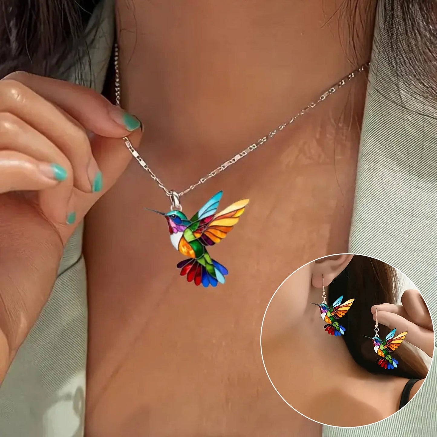 SET Precioso Collar de Colibrí Con Pendientes de Regalo – Oferta por tiempo limitado