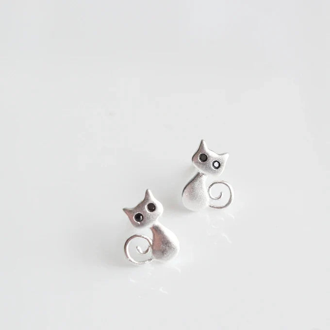 Pendientes De Plata Con Forma De Gato