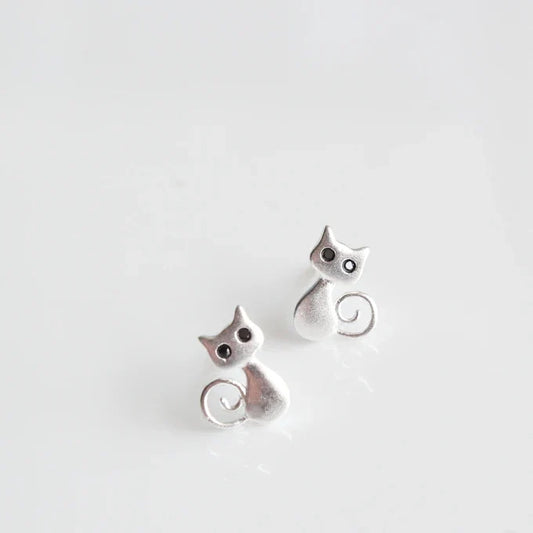 Pendientes De Plata Con Forma De Gato