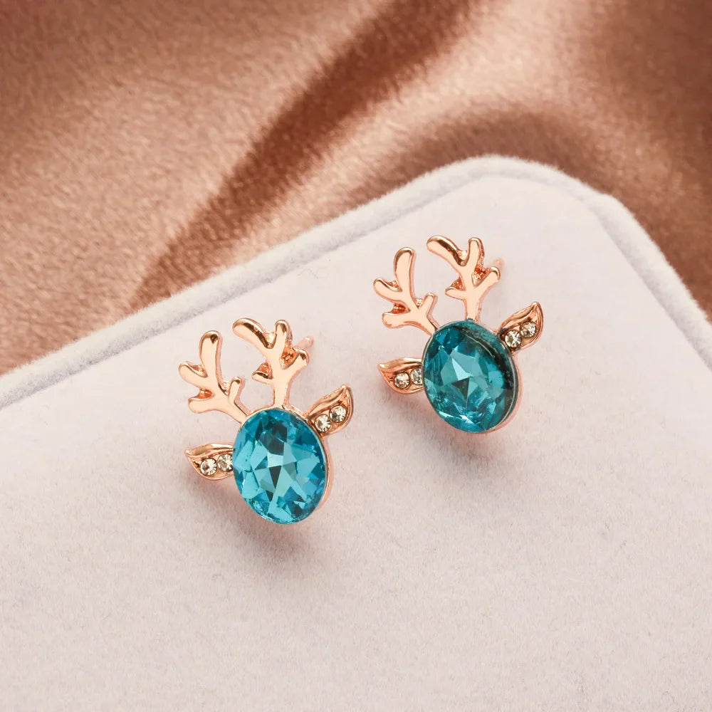 Pendientes De Cristal Con Forma De Reno Festivo