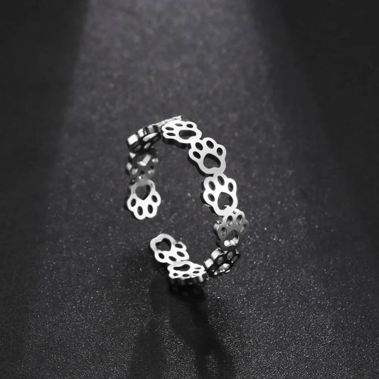 Adjustable Paw Print Ring – Made of Stainless Steel