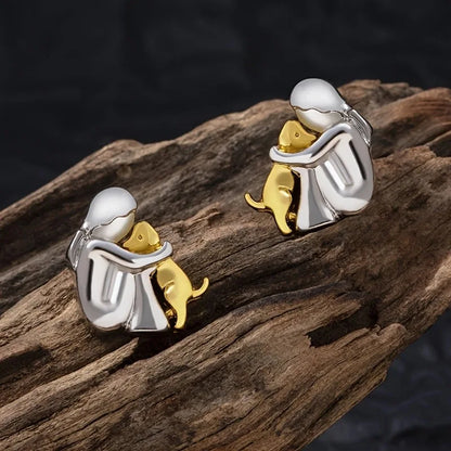 Pendientes de Abrazo Bicolor en Plata y Oro